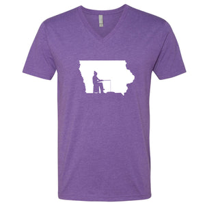Ice Fishing Iowa V-Neck T-Shirt