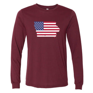 Iowa USA Flag Long Sleeve T-Shirt