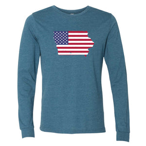 American Flag Iowa Long Sleeve T-Shirt