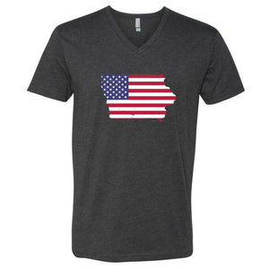 American Flag Iowa V-Neck T-Shirt
