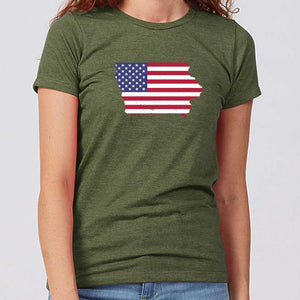 American Flag Iowa Women's T-Shirt