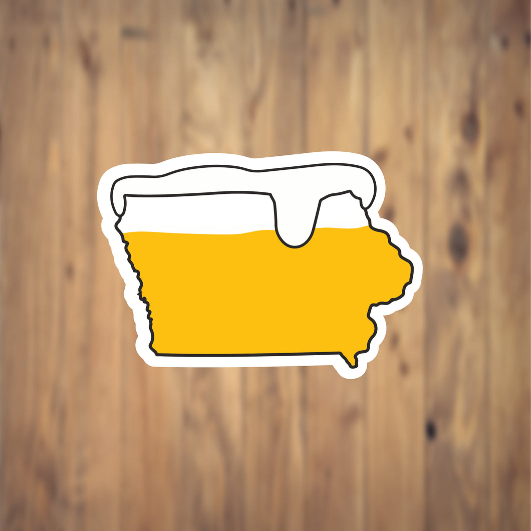 Iowa Beer Glass Vinyl Sticker
