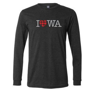 Buffalo Plaid Heart Iowa Long Sleeve T-Shirt