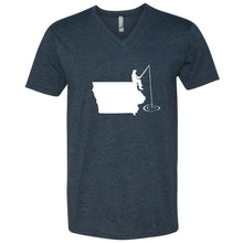 Load image into Gallery viewer, Fishing Iowa V-Neck T-Shirt