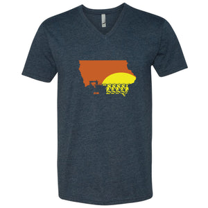 Iowa Tractor Sunset V-Neck T-Shirt