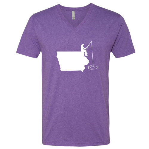 Fishing Iowa V-Neck T-Shirt