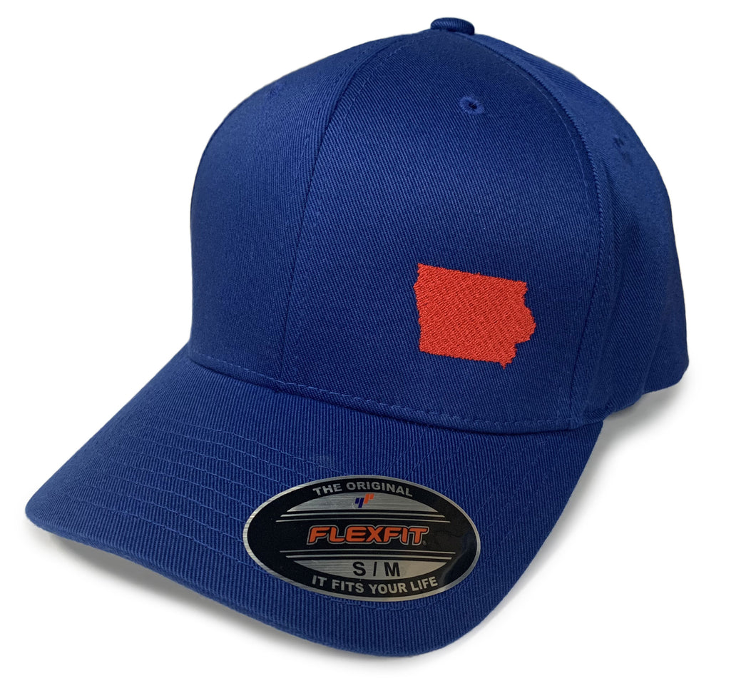 Iowa FlexFit Hat - Royal Blue/Red