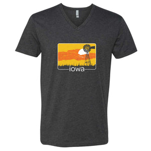 Iowa Windmill Sunset V-Neck T-Shirt
